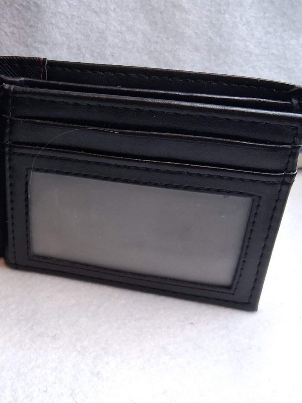 GUESS Men’s Black Saffiano Passcase Bifold Wallet Red Stitching Accent - Picture 7 of 10